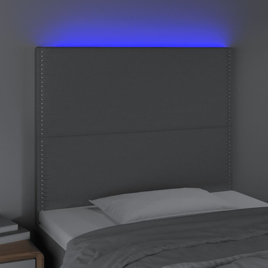 Čelo Postele S Led Světle Šedé 100X5X118/128 Cm Textil
