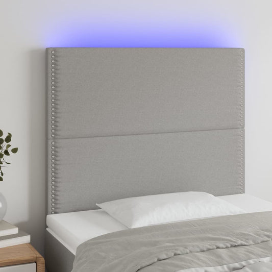 Čelo Postele S Led Světle Šedé 100X5X118/128 Cm Textil