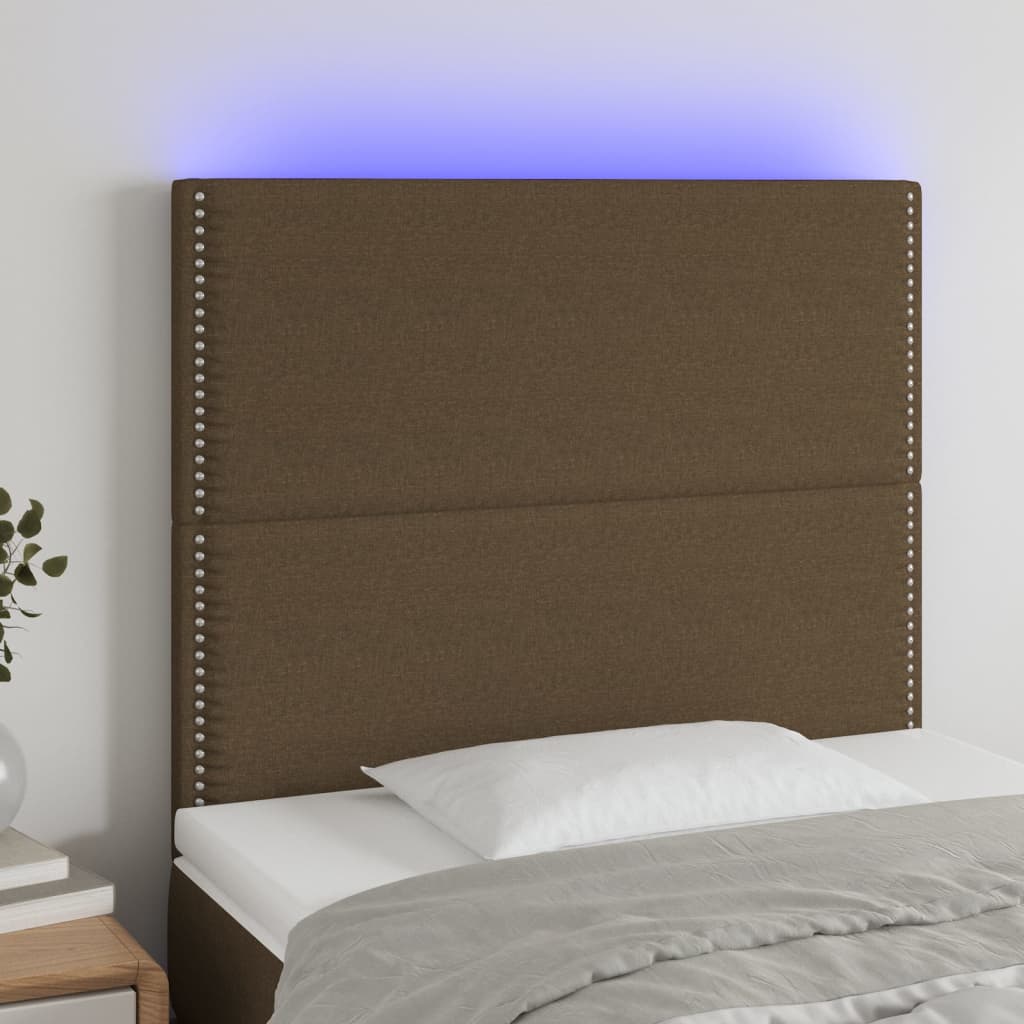 Čelo Postele S Led Tmavě Hnědé 100X5X118/128 Cm Textil