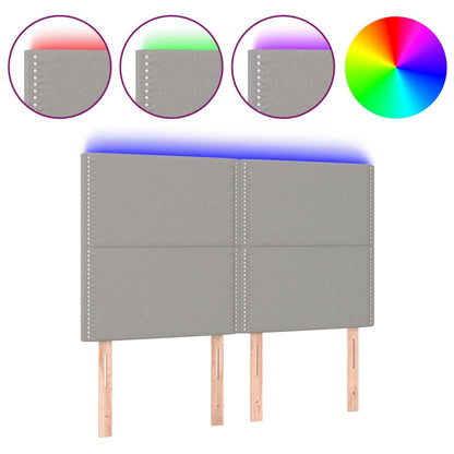Čelo Postele S Led Světle Šedé 144X5X118/128 Cm Textil