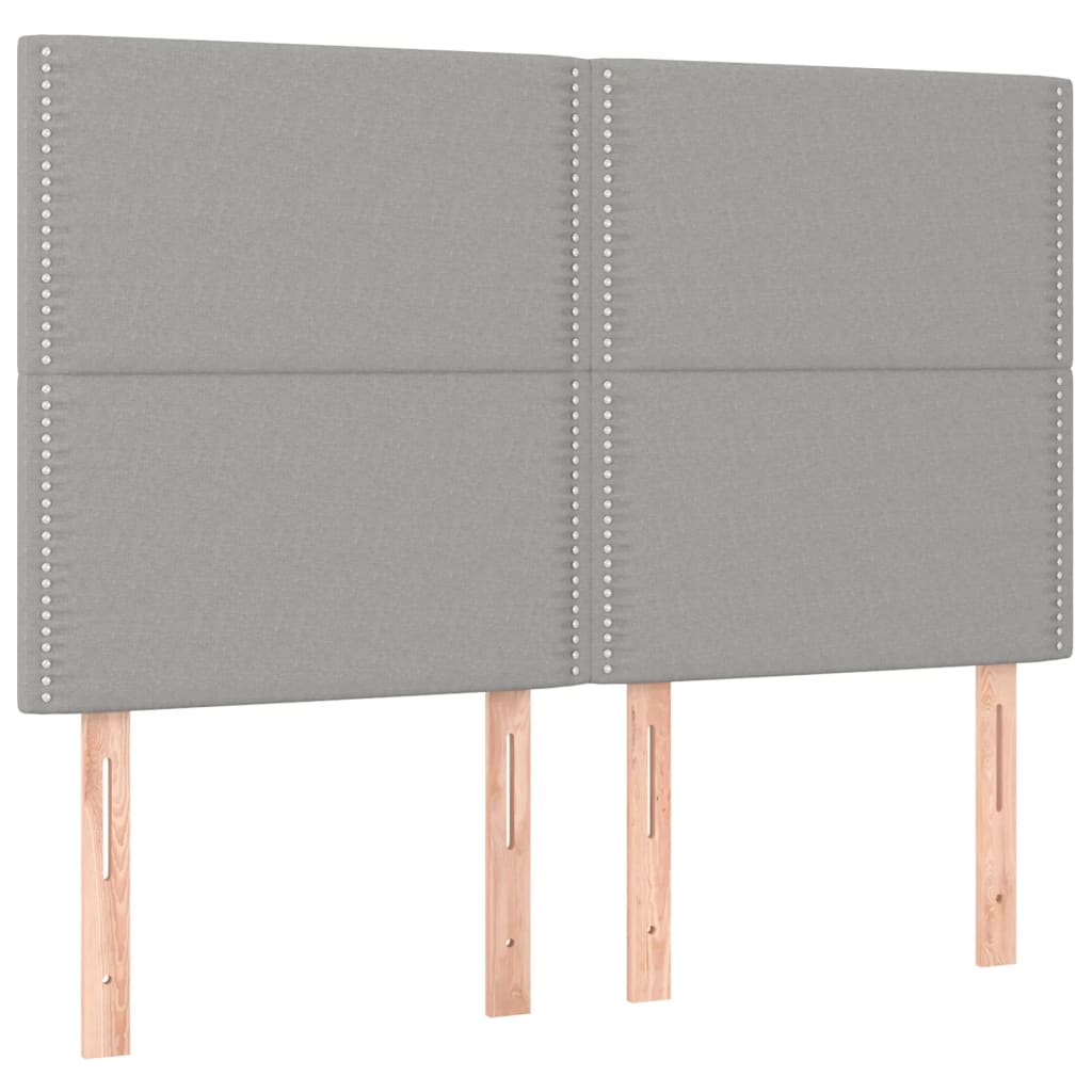 Čelo Postele S Led Světle Šedé 144X5X118/128 Cm Textil