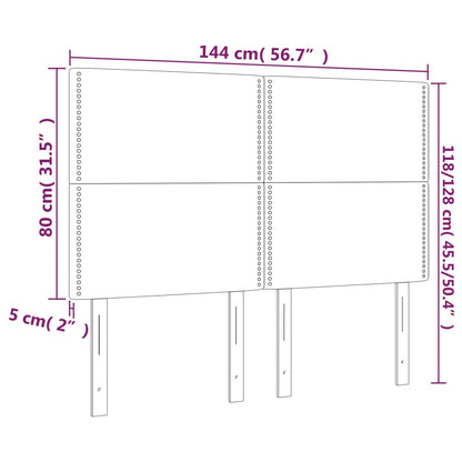 Čelo Postele S Led Světle Šedé 144X5X118/128 Cm Textil