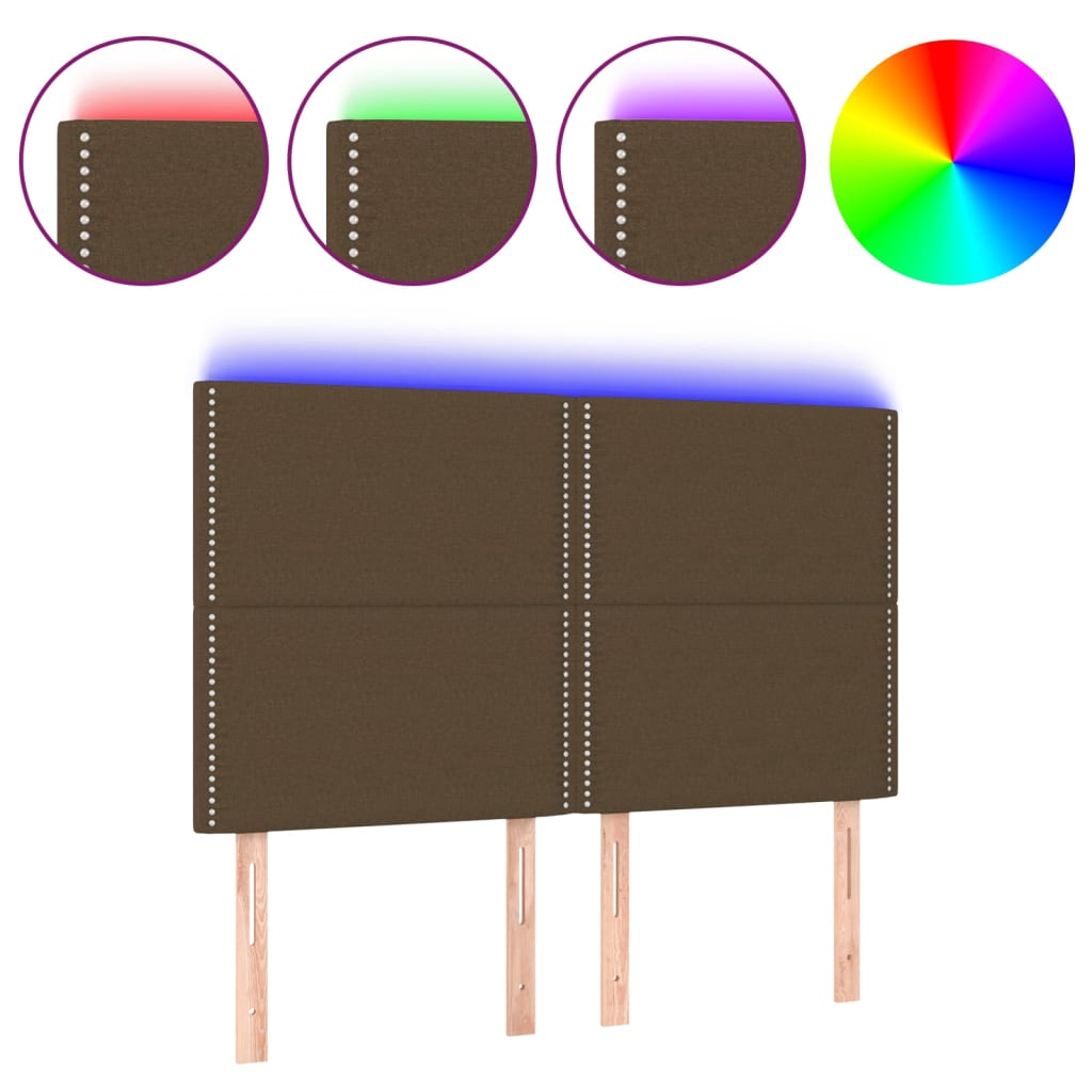 Čelo Postele S Led Tmavě Hnědé 144X5X118/128 Cm Textil