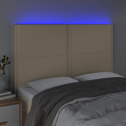 Čelo Postele S Led Krémové 144X5X118/128 Cm Textil