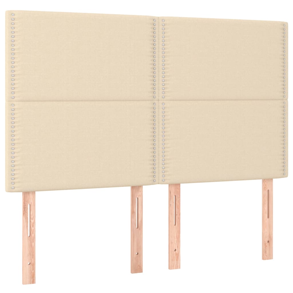 Čelo Postele S Led Krémové 144X5X118/128 Cm Textil