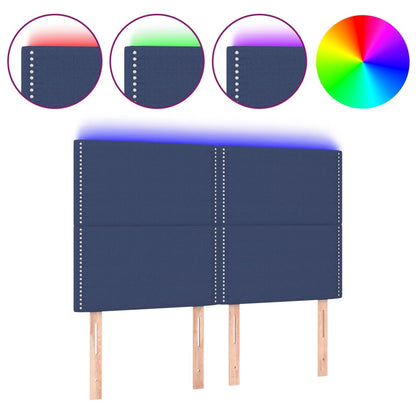 Čelo Postele S Led Modré 144X5X118/128 Cm Textil