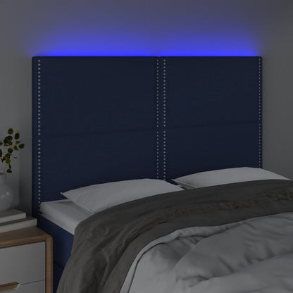 Čelo Postele S Led Modré 144X5X118/128 Cm Textil