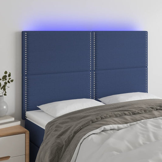 Čelo Postele S Led Modré 144X5X118/128 Cm Textil