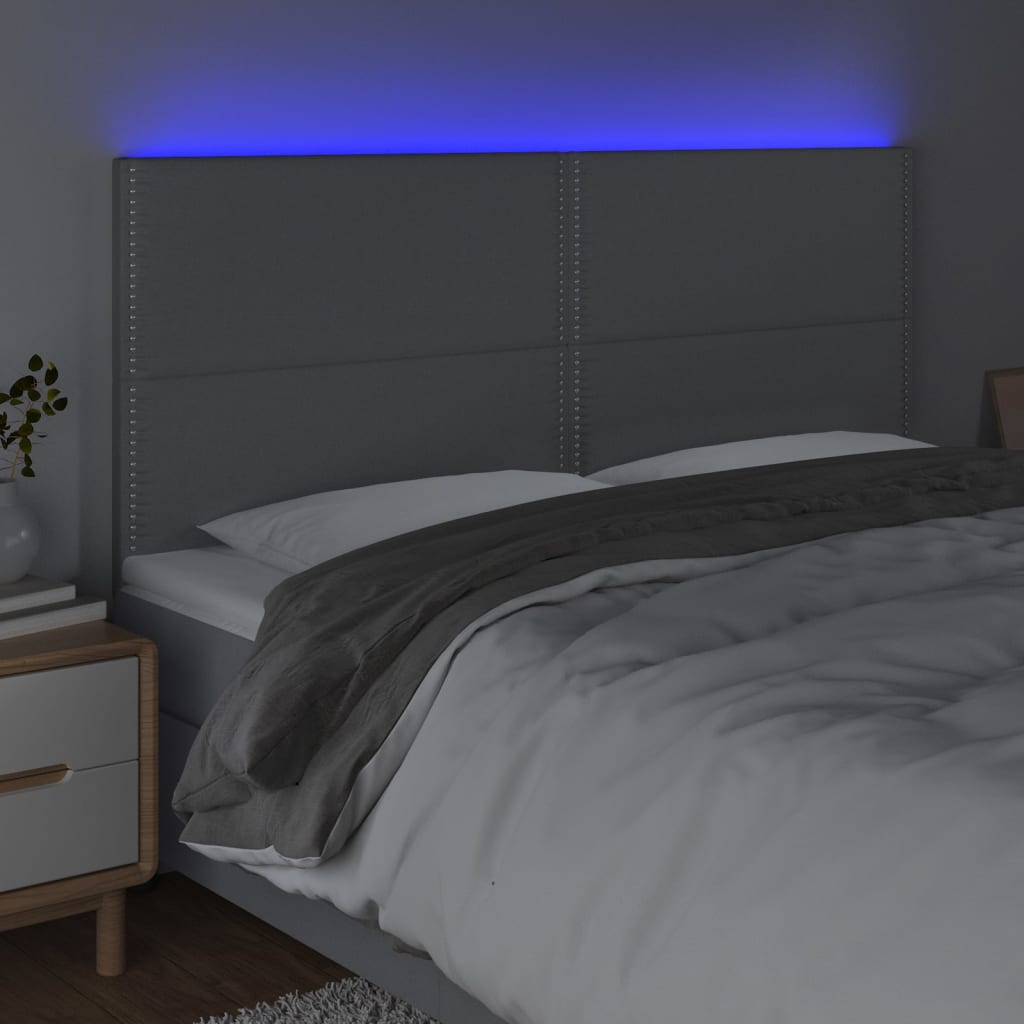 Čelo Postele S Led Světle Šedé 180X5X118/128 Cm Textil