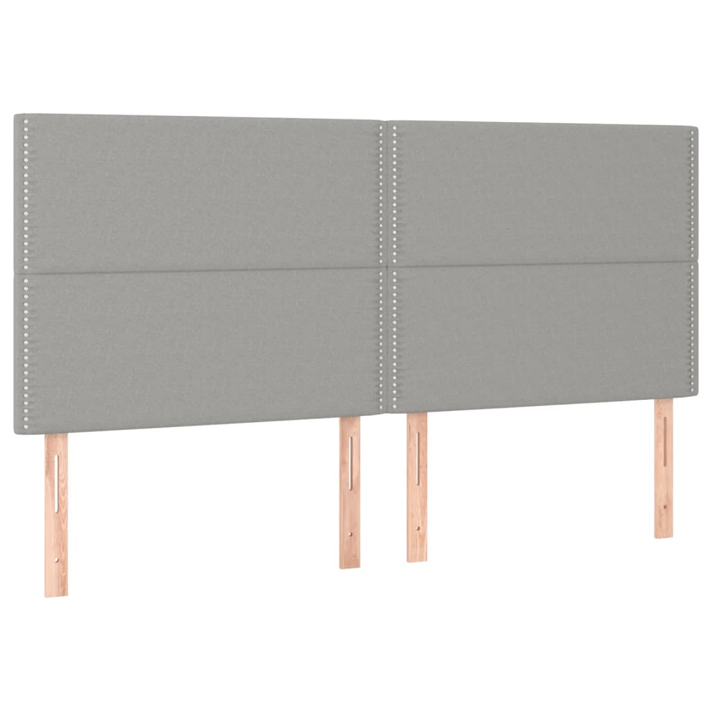 Čelo Postele S Led Světle Šedé 180X5X118/128 Cm Textil