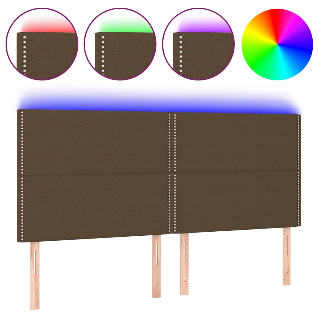 Čelo Postele S Led Tmavě Hnědé 180X5X118/128 Cm Textil