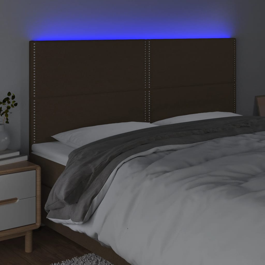 Čelo Postele S Led Tmavě Hnědé 180X5X118/128 Cm Textil