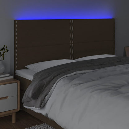 Čelo Postele S Led Tmavě Hnědé 180X5X118/128 Cm Textil