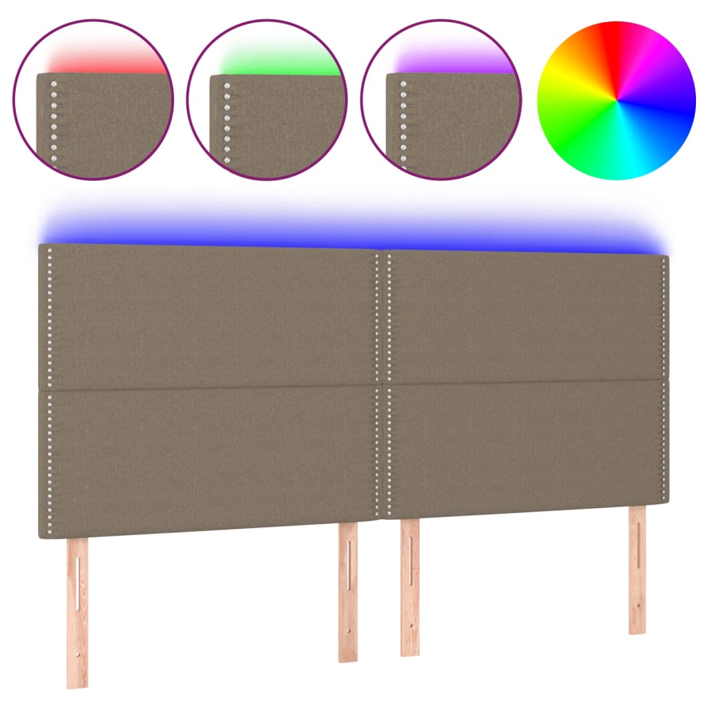Čelo Postele S Led Taupe 180X5X118/128 Cm Textil