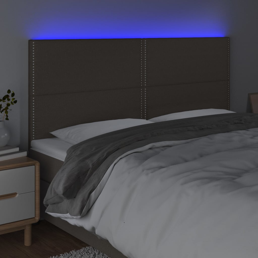 Čelo Postele S Led Taupe 180X5X118/128 Cm Textil