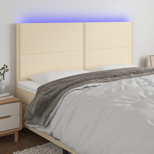 Čelo Postele S Led Krémové 180X5X118/128 Cm Textil