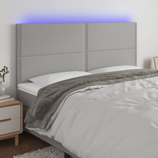 Čelo Postele S Led Světle Šedé 200X5X118/128 Cm Textil