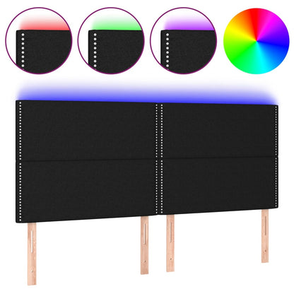 Čelo Postele S Led Černé Textil Černá