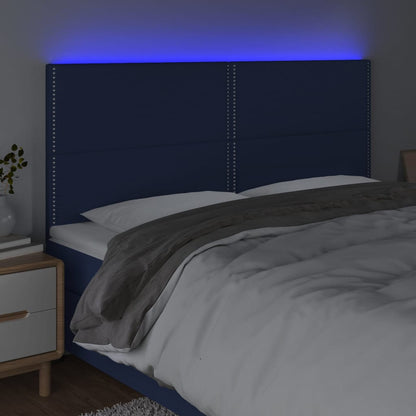 Čelo Postele S Led Modrá 200X5X118/128 Cm Textil