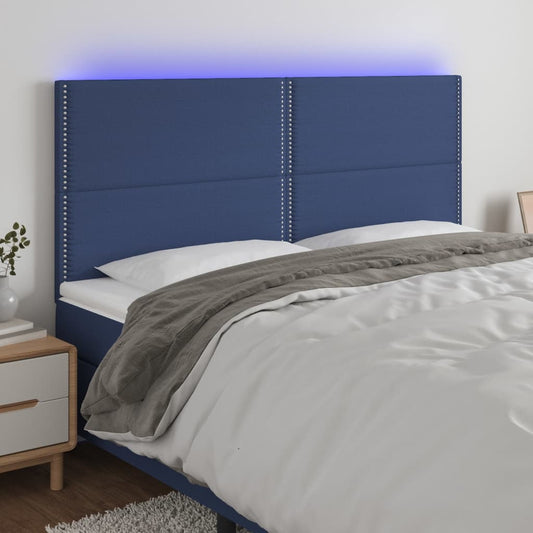 Čelo Postele S Led Modrá 200X5X118/128 Cm Textil