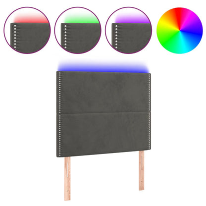 Čelo Postele S Led Tmavě Šedé 80X5X118/128 Cm Samet