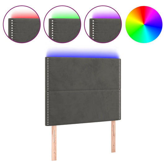 Čelo Postele S Led Tmavě Šedé 80X5X118/128 Cm Samet