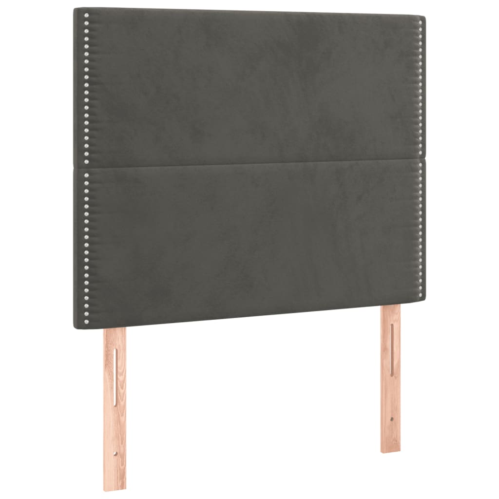 Čelo Postele S Led Tmavě Šedé 80X5X118/128 Cm Samet