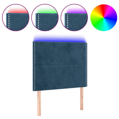 Čelo Postele S Led Tmavě Modré 80X5X118/128 Cm Samet