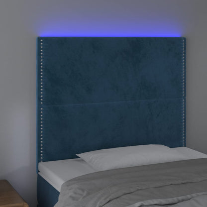 Čelo Postele S Led Tmavě Modré 80X5X118/128 Cm Samet