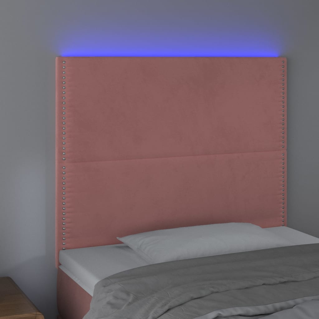 Čelo Postele S Led Růžové 80X5X118/128 Cm Samet