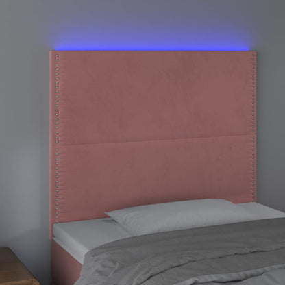 Čelo Postele S Led Růžové 80X5X118/128 Cm Samet