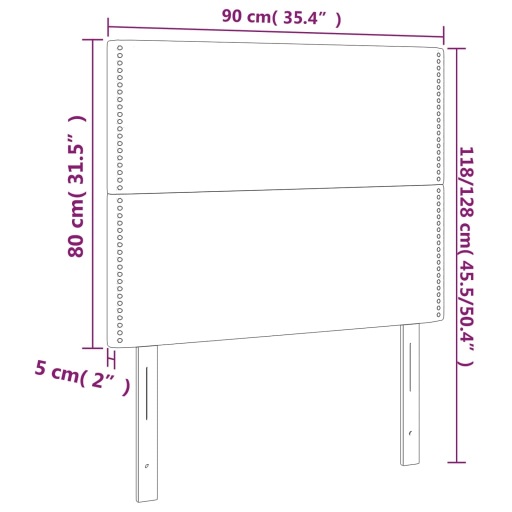 Čelo Postele S Led Černé 90X5X118/128 Cm Samet