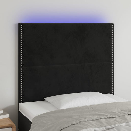 Čelo Postele S Led Černé 90X5X118/128 Cm Samet