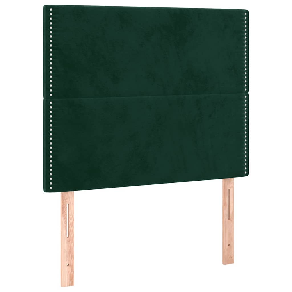 Čelo Postele S Led Tmavě Zelená 90X5X118/128 Cm Samet