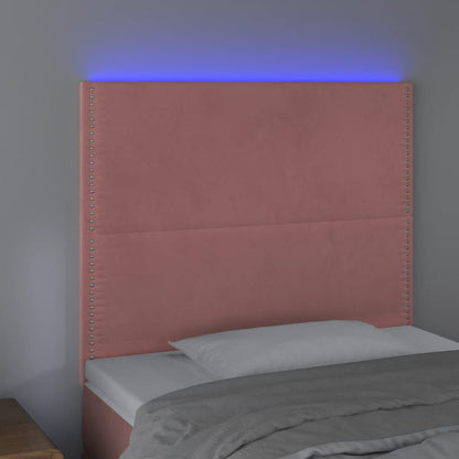 Čelo Postele S Led Růžové 90X5X118/128 Cm Samet