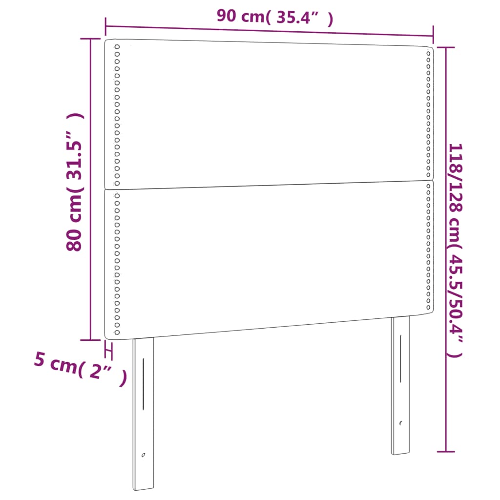 Čelo Postele S Led Růžové 90X5X118/128 Cm Samet
