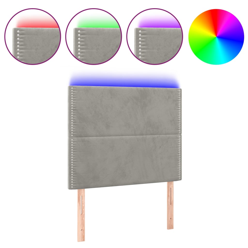 Čelo Postele S Led Světle Šedé 100X5X118/128 Cm Samet