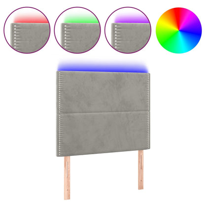 Čelo Postele S Led Světle Šedé 100X5X118/128 Cm Samet