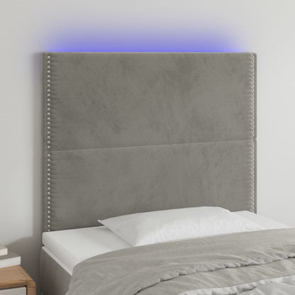 Čelo Postele S Led Světle Šedé 100X5X118/128 Cm Samet
