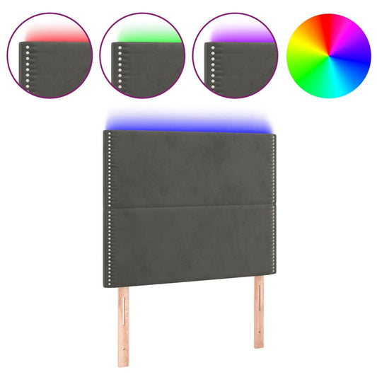Čelo Postele S Led Tmavě Šedé 100X5X118/128 Cm Samet