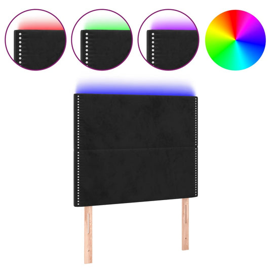 Čelo Postele S Led Černé 100X5X118/128 Cm Samet