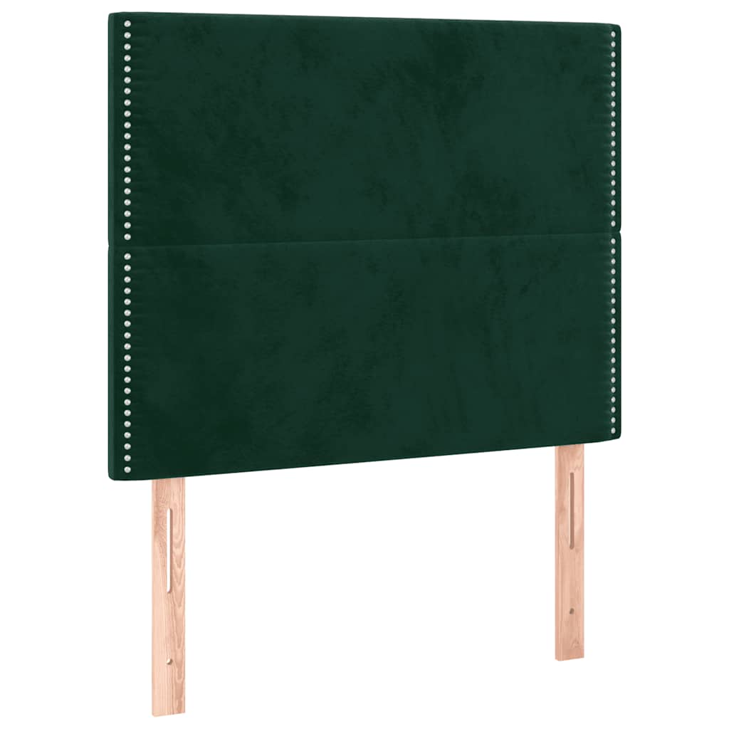 Čelo Postele S Led Tmavě Zelená 100X5X118/128 Cm Samet