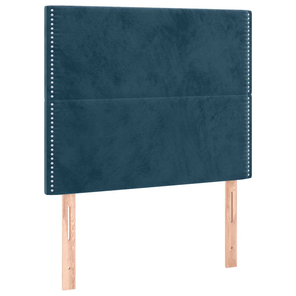 Čelo Postele S Led Tmavě Modré 100X5X118/128 Cm Samet
