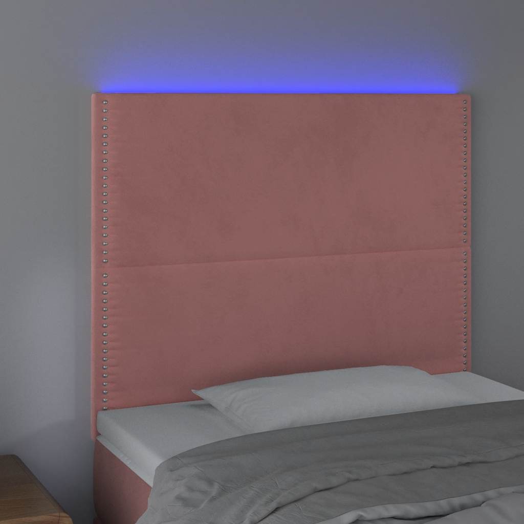 Čelo Postele S Led Růžové 100X5X118/128 Cm Samet