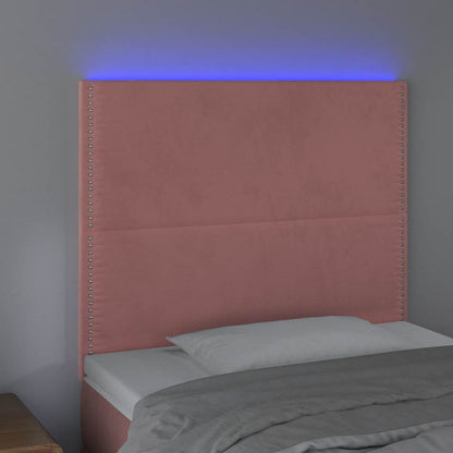 Čelo Postele S Led Růžové 100X5X118/128 Cm Samet