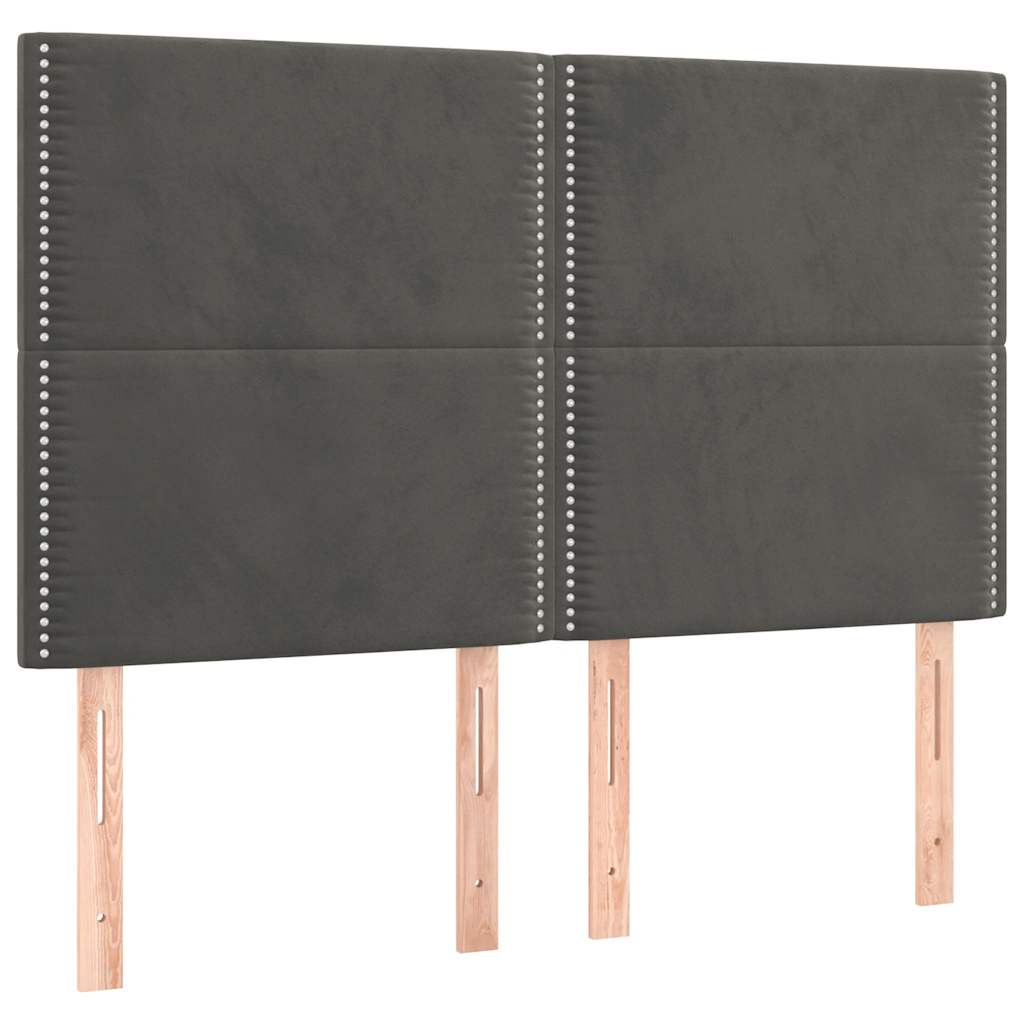 Čelo Postele S Led Tmavě Šedé 144X5X118/128 Cm Samet