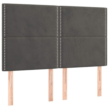 Čelo Postele S Led Tmavě Šedé 144X5X118/128 Cm Samet