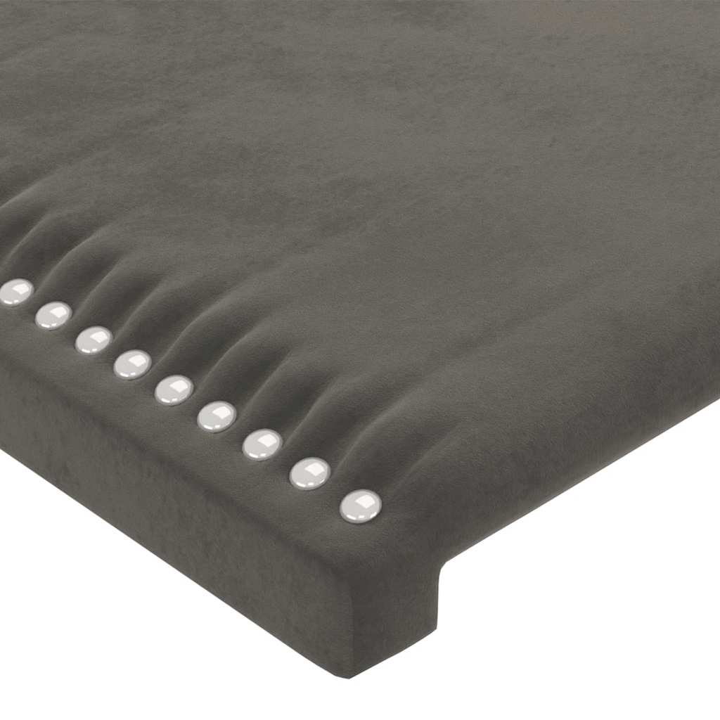 Čelo Postele S Led Tmavě Šedé 144X5X118/128 Cm Samet