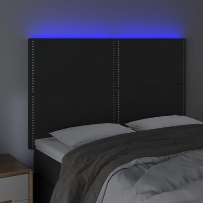Čelo Postele S Led Černé 144X5X118/128 Cm Samet