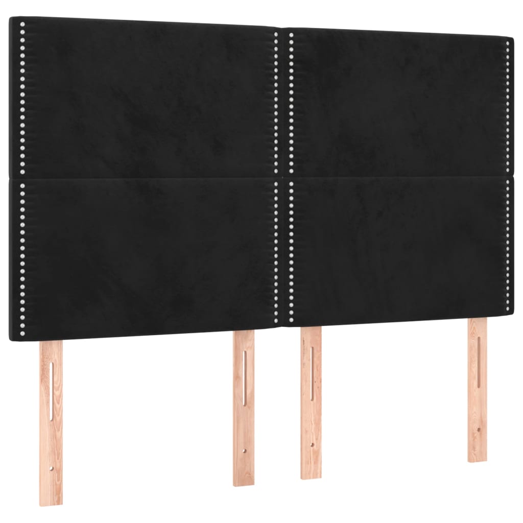 Čelo Postele S Led Černé 144X5X118/128 Cm Samet